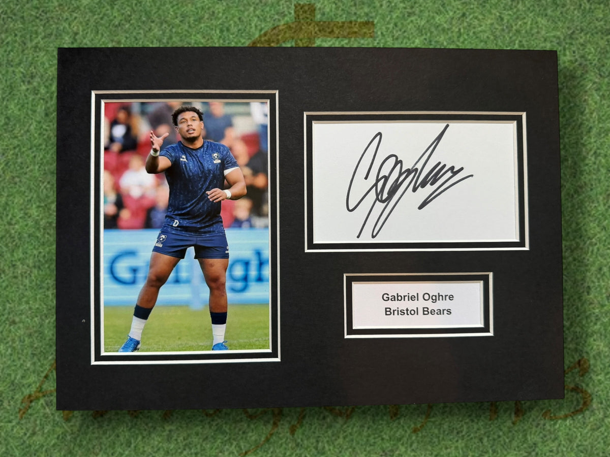 Gabriel Oghre Bristol Bears Signed Presentation Mount Display-ZCL Autographs