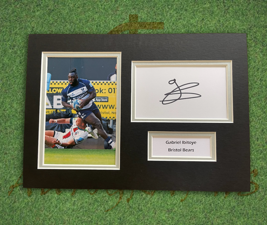 Gabriel Ibitoye Bristol Bears Rugby Signed Presentation Mount Display-Signed Presentation Display-ZCL Autographs-ZCL Autographs