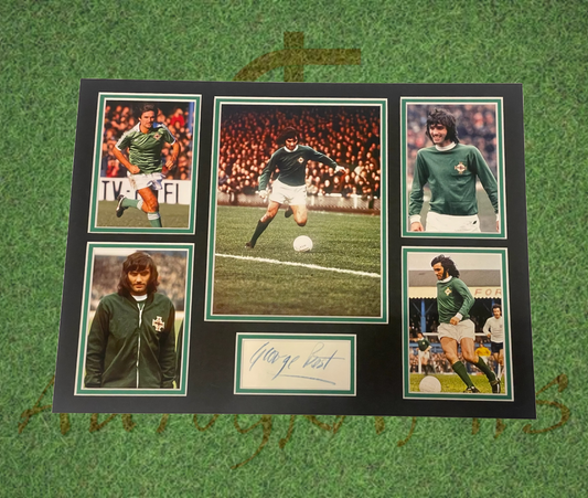 George Best Signed Northern Ireland Display Photo-Signed Presentation Display-ZCL Autographs-ZCL Autographs