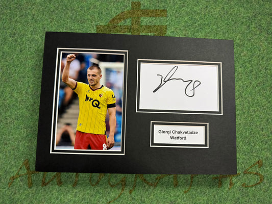 Giorgi Chakvetadze Signed A4 White Card Mount - Watford-ZCL Autographs