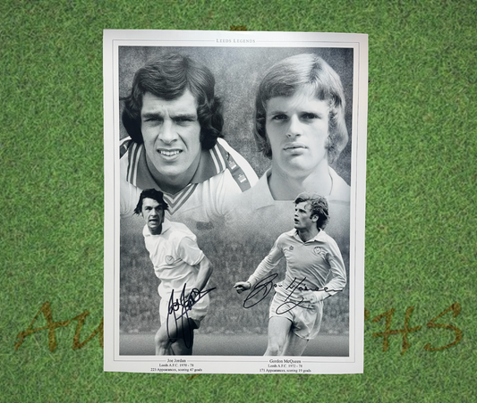 Gordon McQueen and Joe Jordan Signed 16x12 Leeds United Football Club Photo-Signed Photo-ZCL Autographs-ZCL Autographs