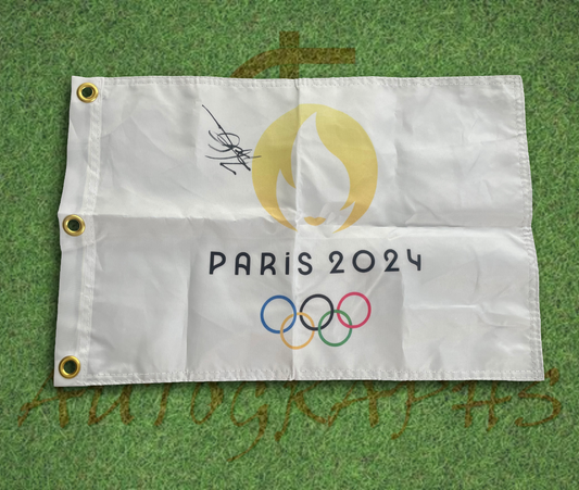 Hideki Matsuyama Signed Paris 2024 Golf Flag-ZCL Autographs-ZCL Autographs