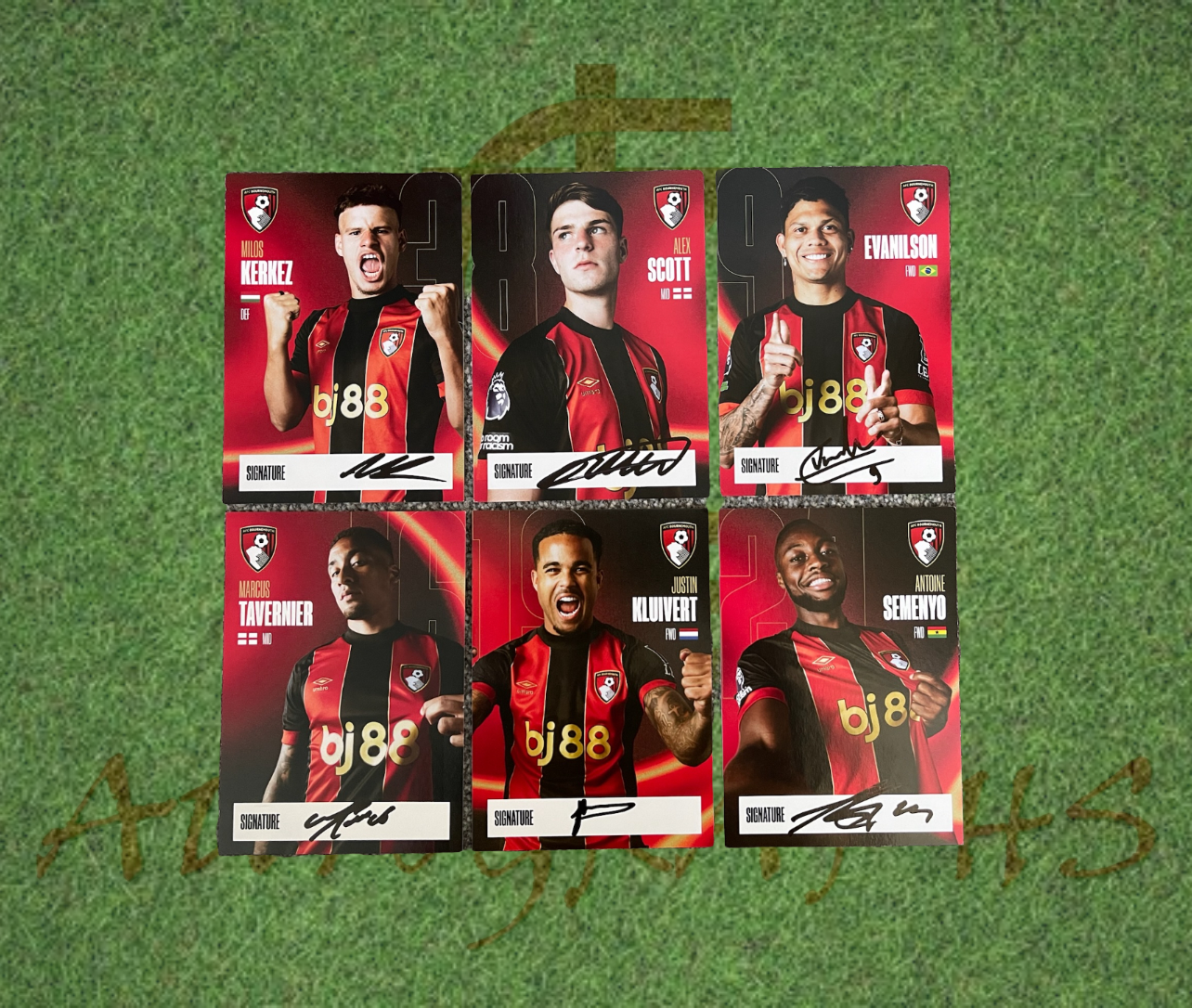 6x AFC Bournemouth Signed Player Club Cards