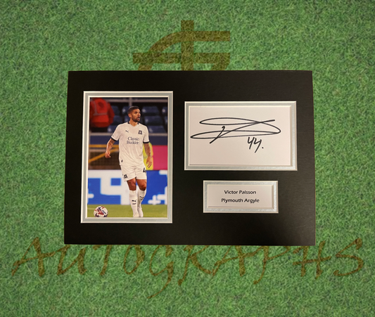Victor Palsson Plymouth Argyle Signed Presentation Mount Display