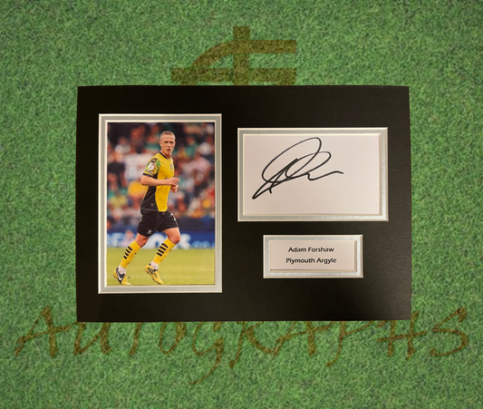 Adam Forshaw Plymouth Argyle Signed Presentation Mount Display