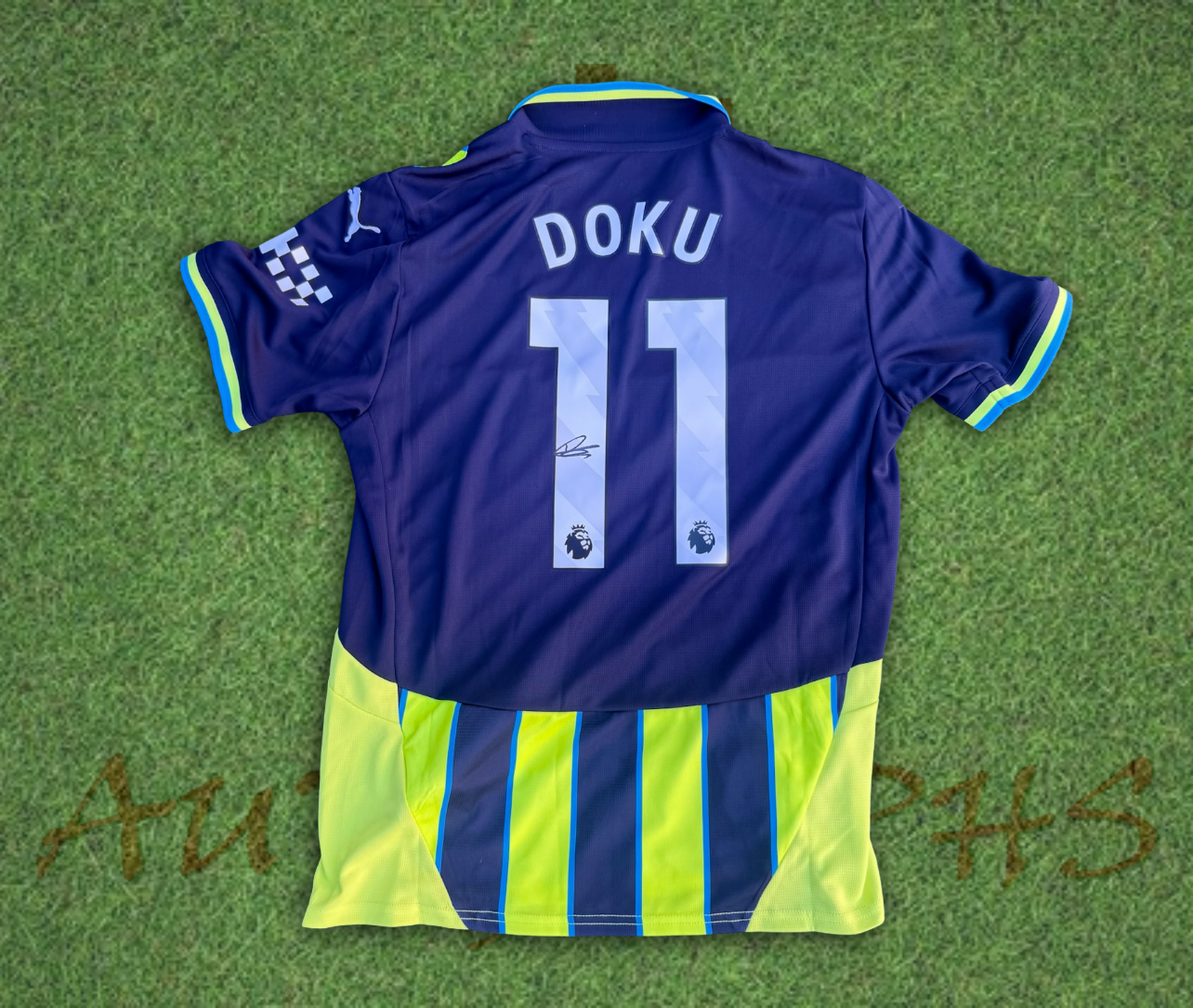 Jeremy Doku Manchester City Football Club Signed 2024/25 Away Shirt