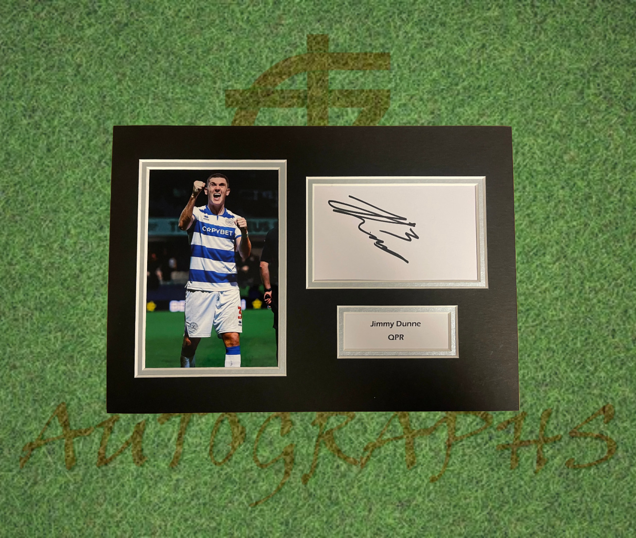 Jimmy Dunne QPR Signed Presentation Mount Display-Signed Presentation Display-ZCL Autographs-ZCL Autographs