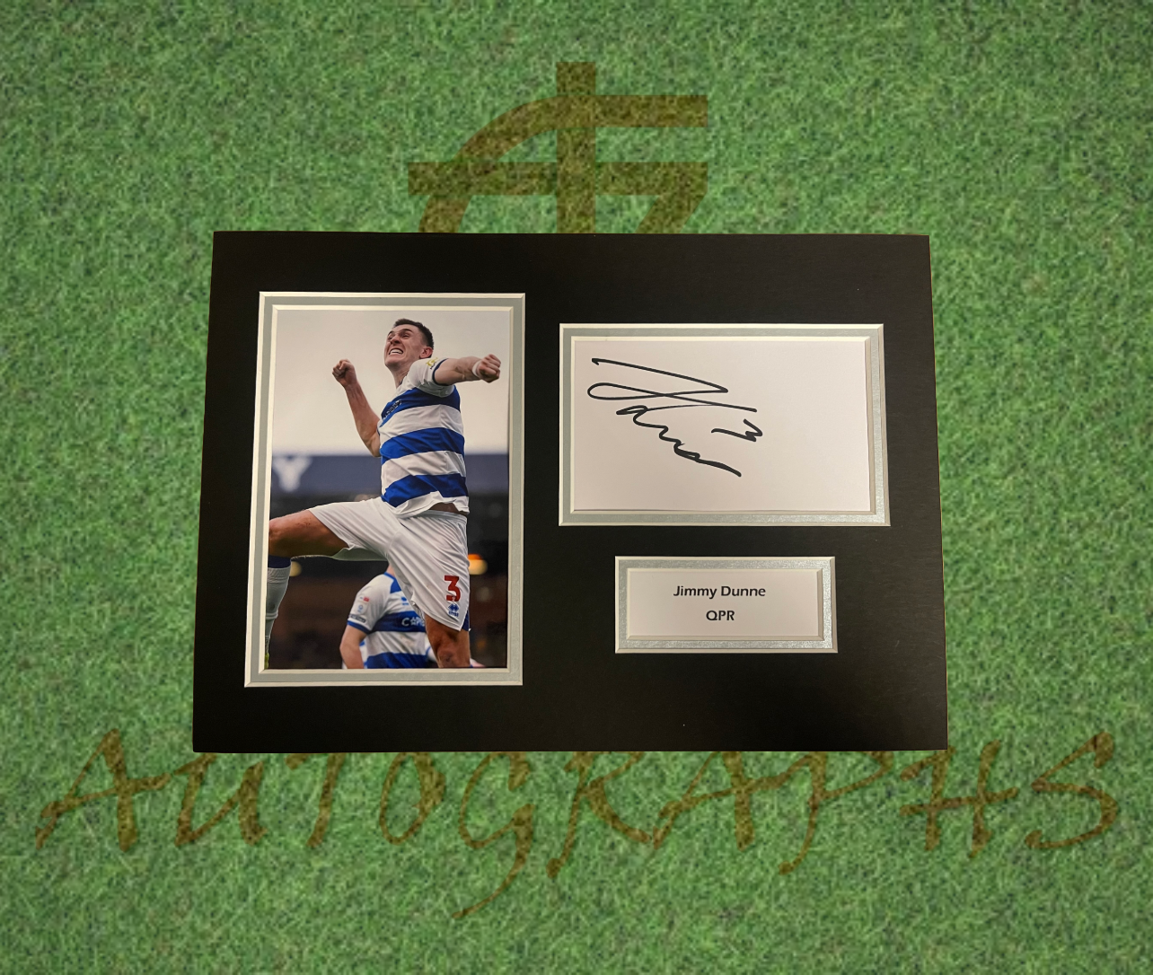 Jimmy Dunne QPR Signed Presentation Mount Display-Signed Presentation Display-ZCL Autographs-ZCL Autographs