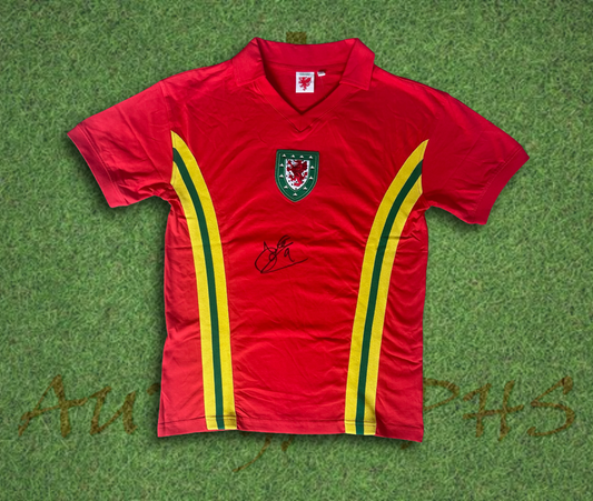 John Hartson Wales Front Signed 1976 Football Home Shirt