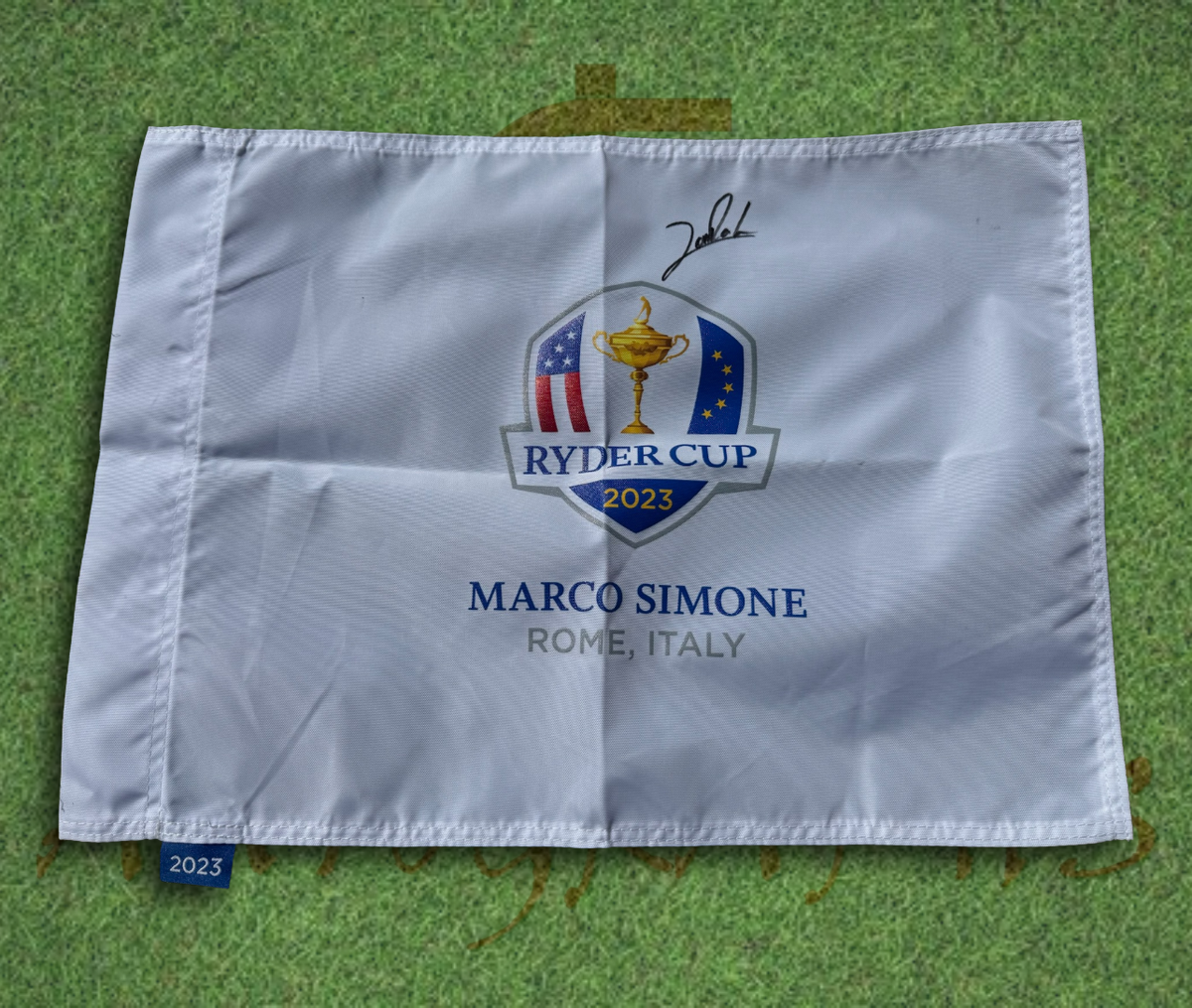 Jon Rahm Signed 2023 Ryder Cup Flag