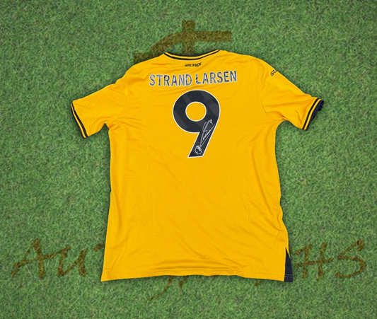 Jorgen Strand Larsen Wolverhampton Wanderers Football Club Signed 2024/25 Home Shirt-Signed Shirt-ZCL Autographs-Extra Large-ZCL Autographs