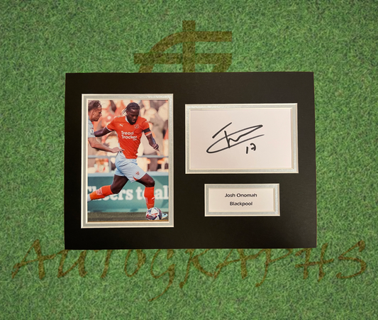 Josh Onomah Blackpool Signed Presentation Mount Display-Signed Presentation Display-ZCL Autographs-ZCL Autographs