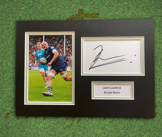 Josh Caulfield Bristol Bears Rugby Signed Presentation Mount Display-Signed Presentation Display-ZCL Autographs-ZCL Autographs