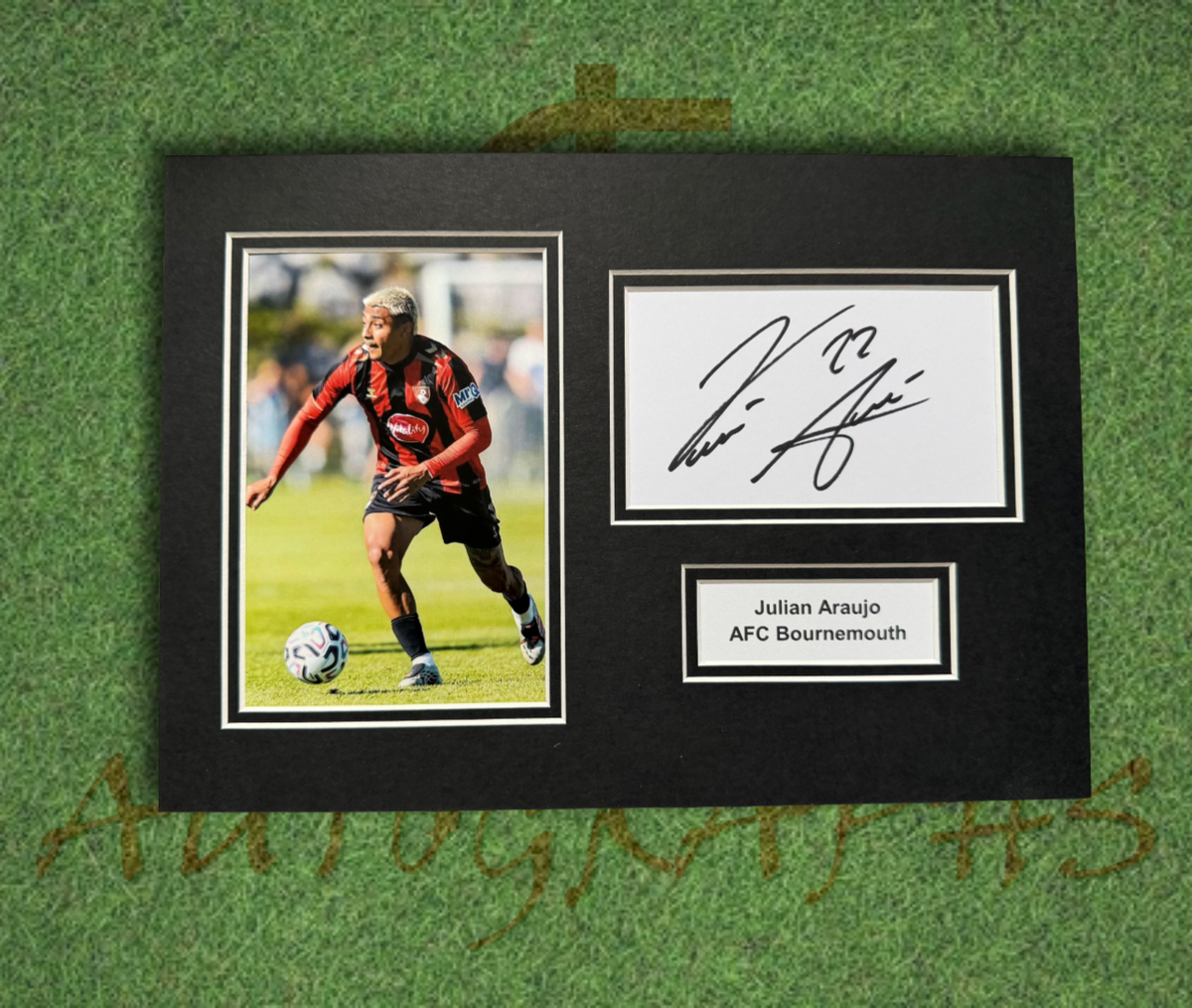 Julian Araujo AFC Bournemouth Signed Presentation Mount Display-ZCL Autographs