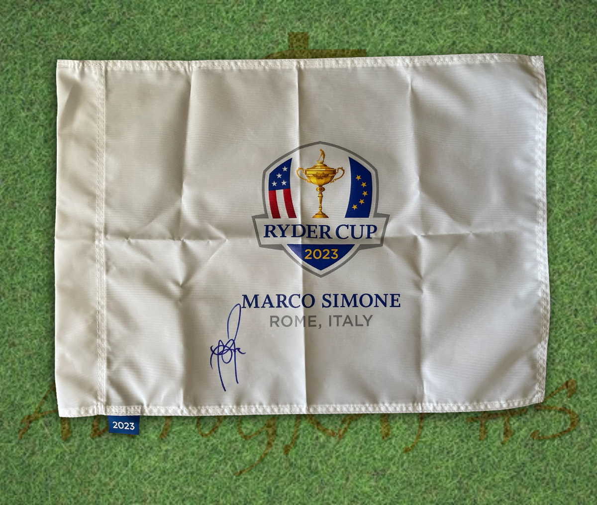 Justin Rose Signed 2023 Ryder Cup Flag 3