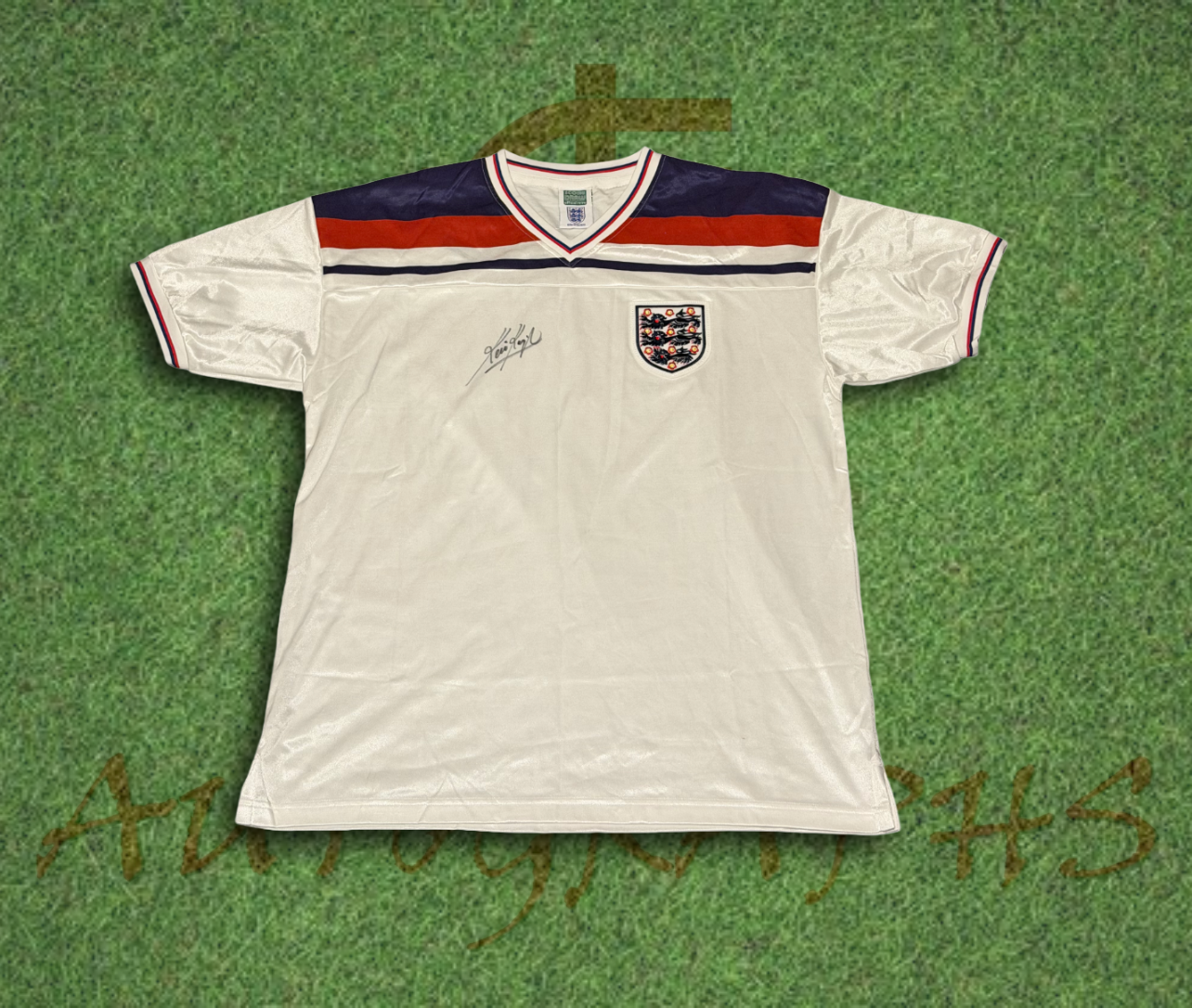 Kevin Keegan Signed England Football 1982 Retro Home Shirt