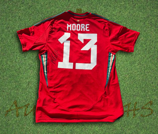 Kieffer Moore Wales Signed 2024/25 Football Home Shirt 