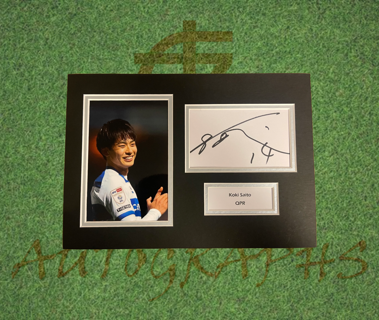 Koki Saito QPR Signed Presentation Mount Display-Signed Presentation Display-ZCL Autographs-ZCL Autographs