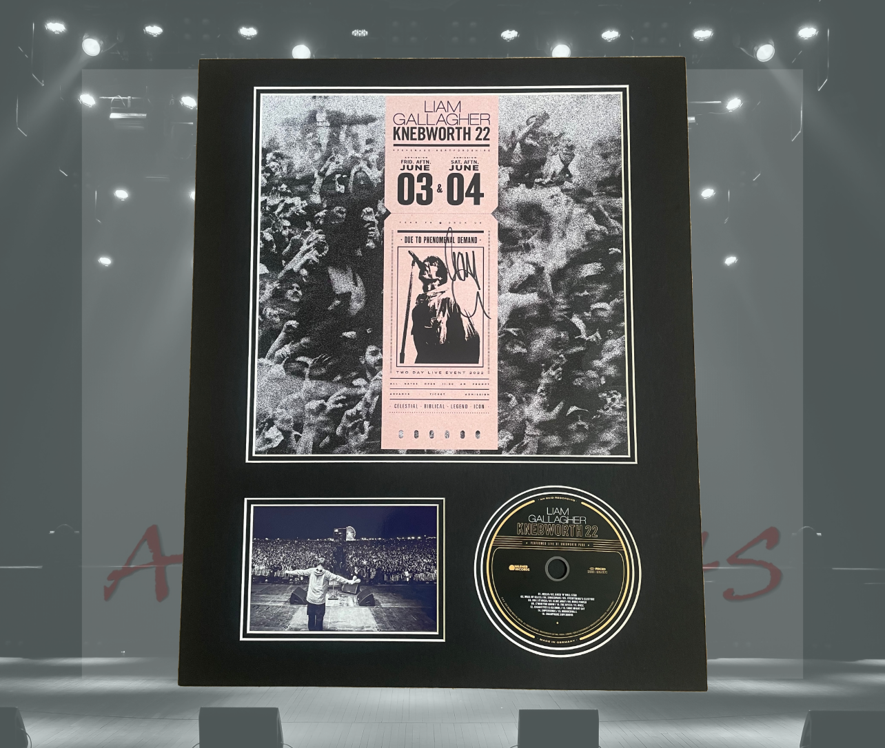 Liam Gallagher Signed Knebworth CD Display 40x50 cm-Signed Music Display-ZCL Autographs-ZCL Autographs