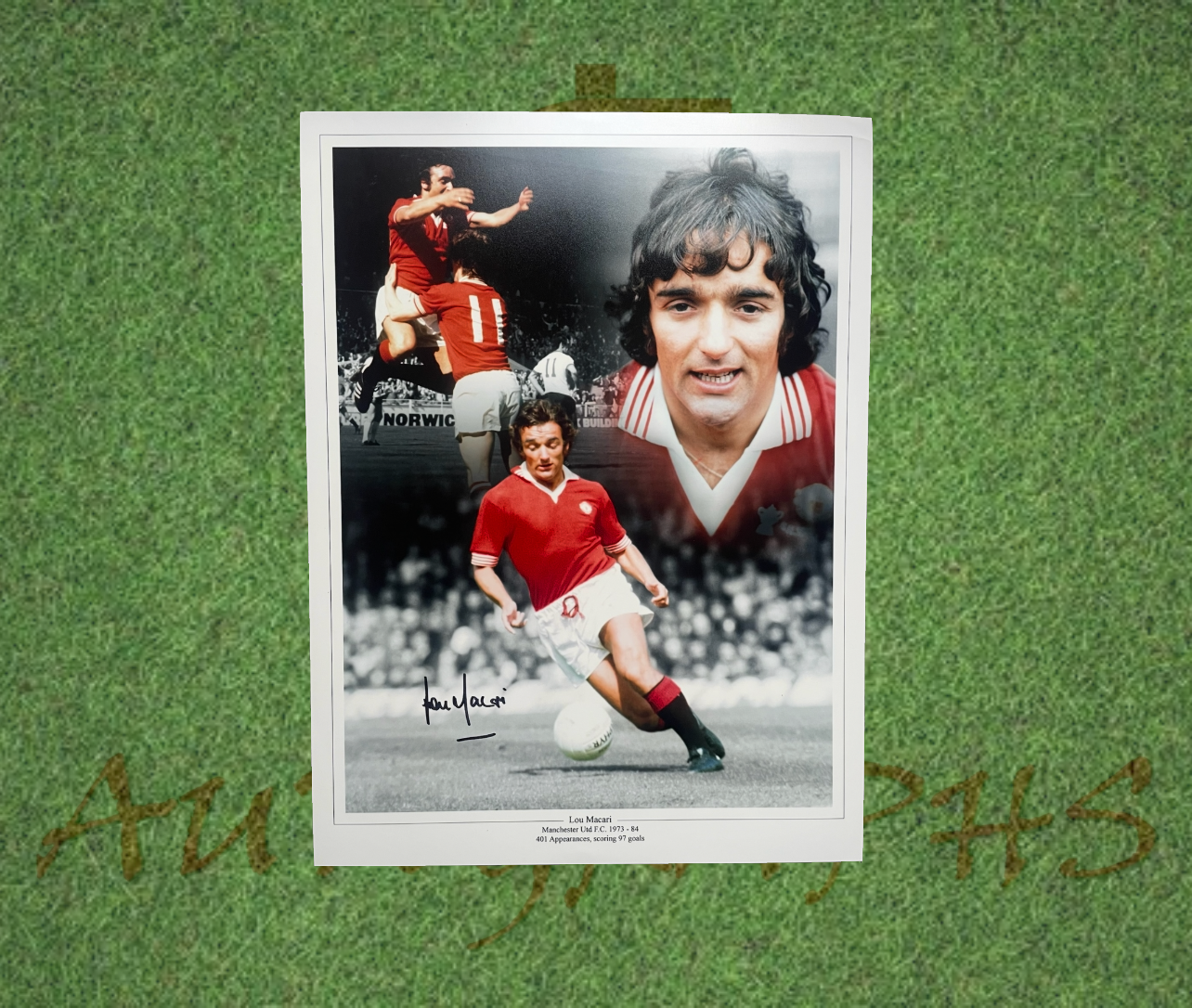 Lou Macari Signed 16x12 Manchester United Football Club Photo-Signed Photo-ZCL Autographs-ZCL Autographs