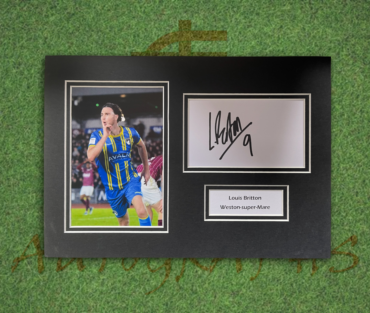 Louis Britton Weston Super Mare AFC Signed Mount Display