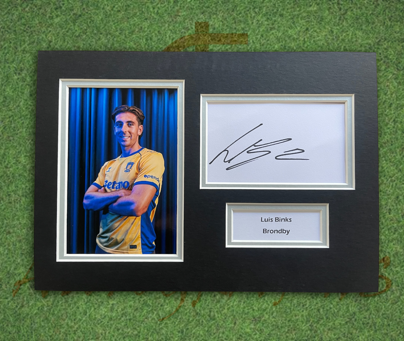 Luis Binks Brondby IF Football Signed Presentation Mount Display-Signed Presentation Display-ZCL Autographs-ZCL Autographs