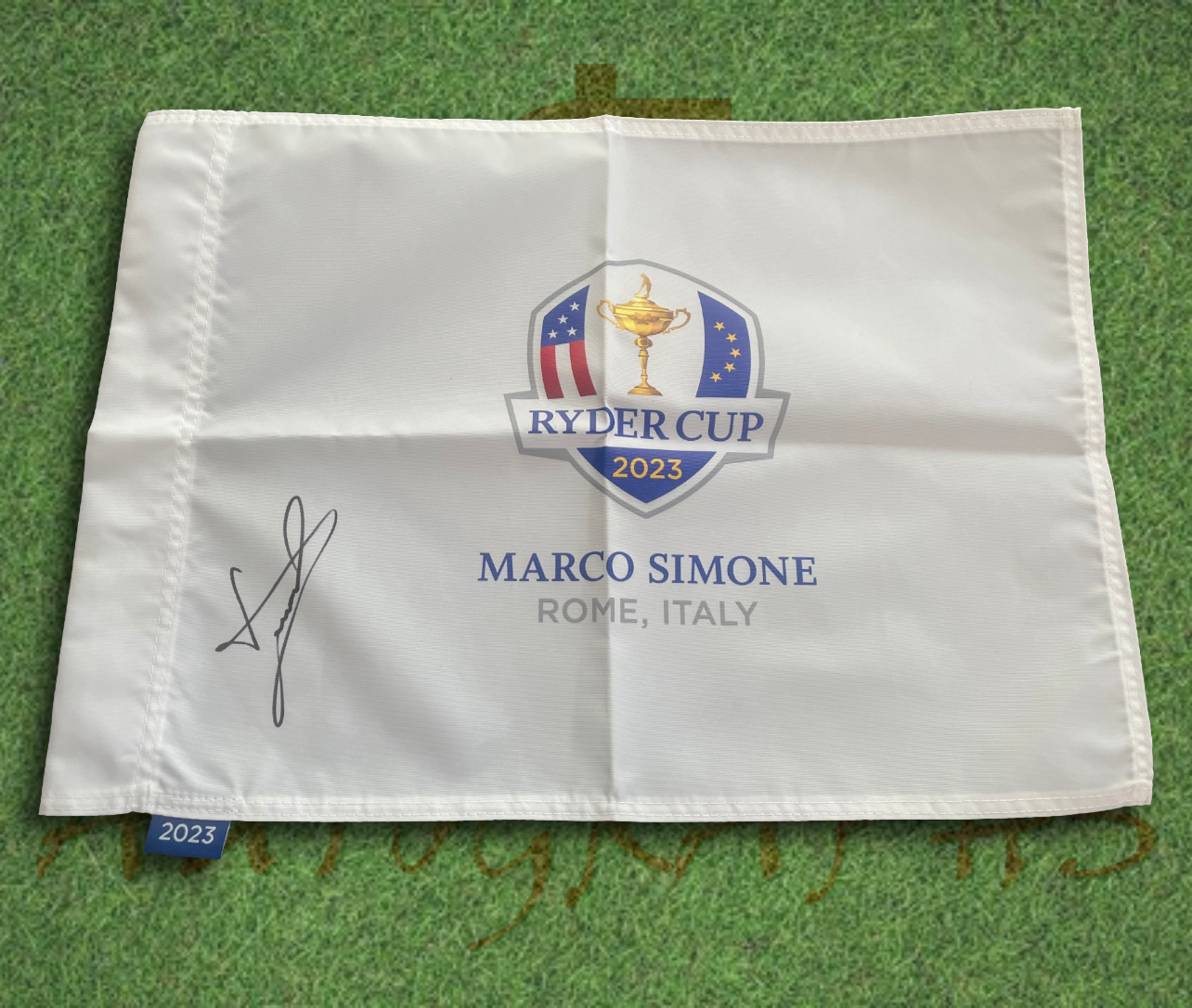 Luke Donald Signed 2023 Ryder Cup Flag-ZCL Autographs-1-ZCL Autographs