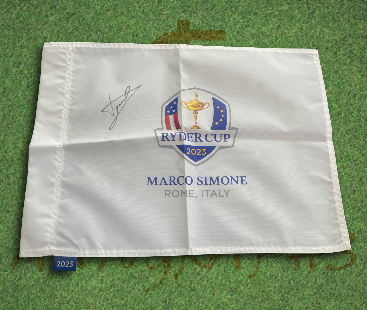 Luke Donald Signed 2023 Ryder Cup Flag-ZCL Autographs-2-ZCL Autographs