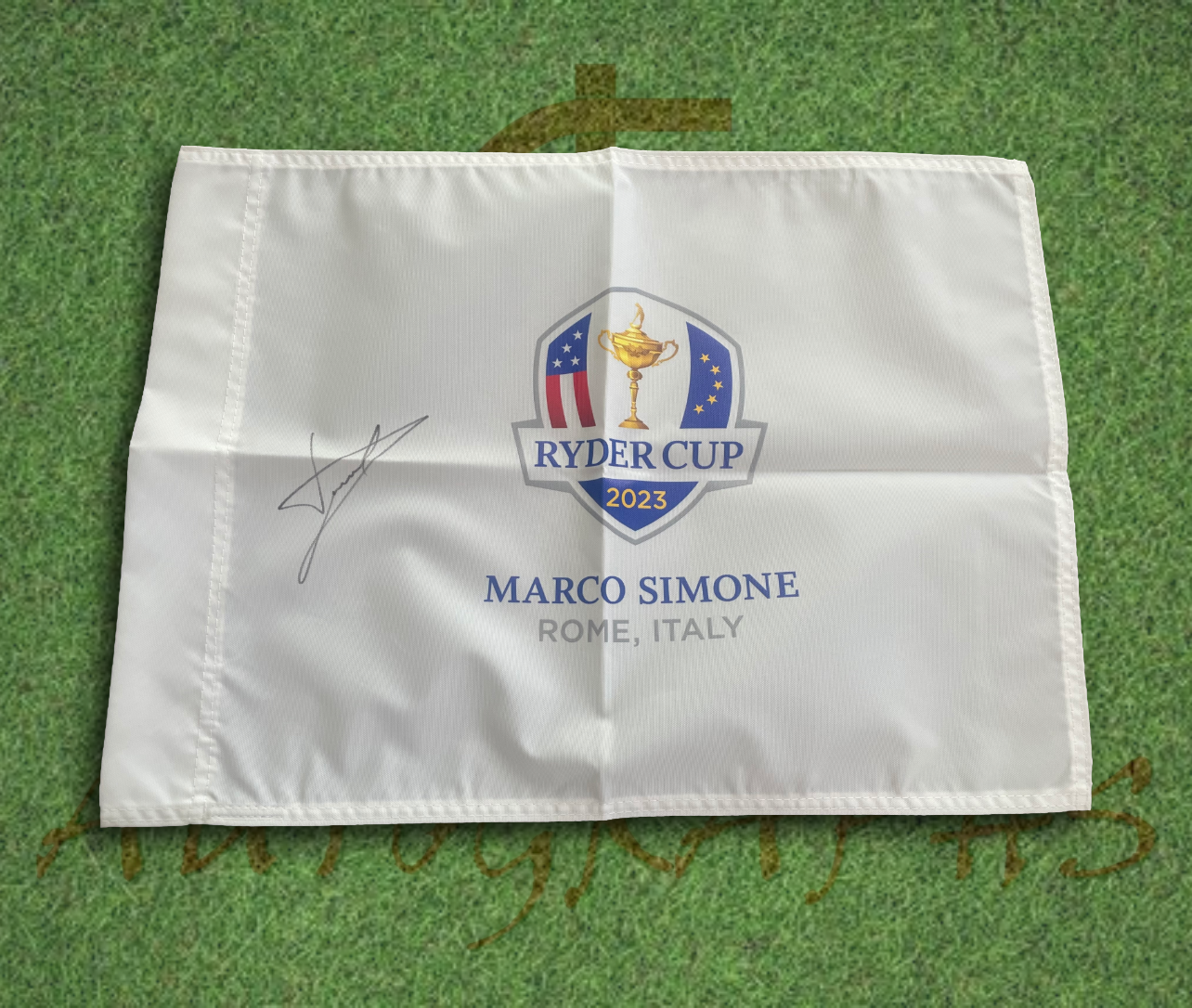 Luke Donald Signed 2023 Ryder Cup Flag-ZCL Autographs-3-ZCL Autographs