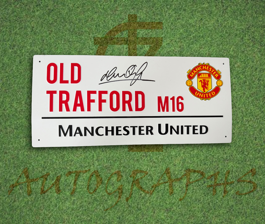 Mark Hughes Signed Manchester United Old Trafford Street Sign Autograph