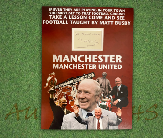 Matt Busby Signed 40x30 Manchester United Football Club Mounted Display-Signed Presentation Display-ZCL Autographs-ZCL Autographs