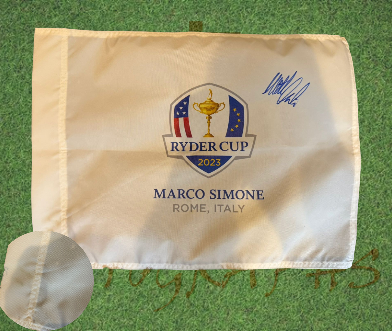 Matt Fitzpatrick Signed 2023 Ryder Cup Flag-ZCL Autographs-Pin flag *slight mark*-ZCL Autographs