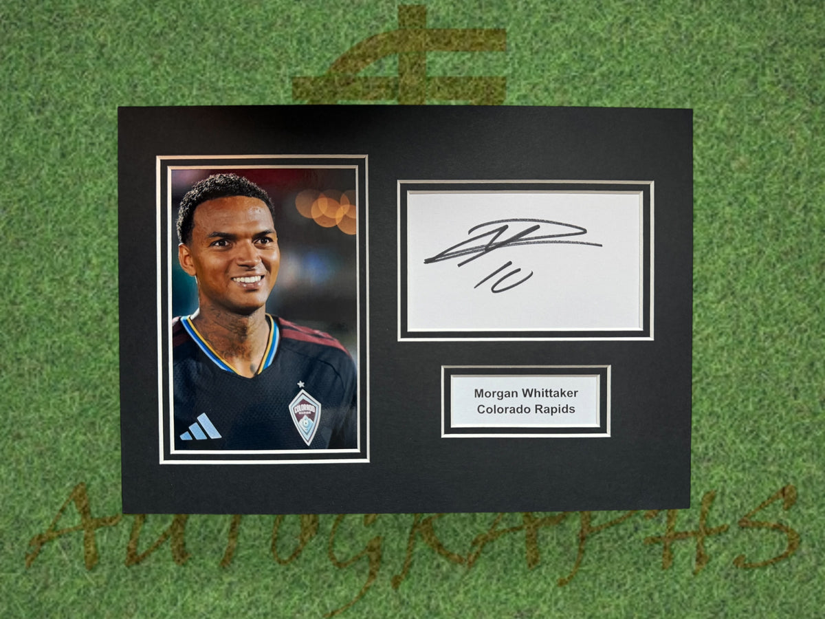 Morgan Whittaker Signed A4 White Card Mount - Colorado Rapids