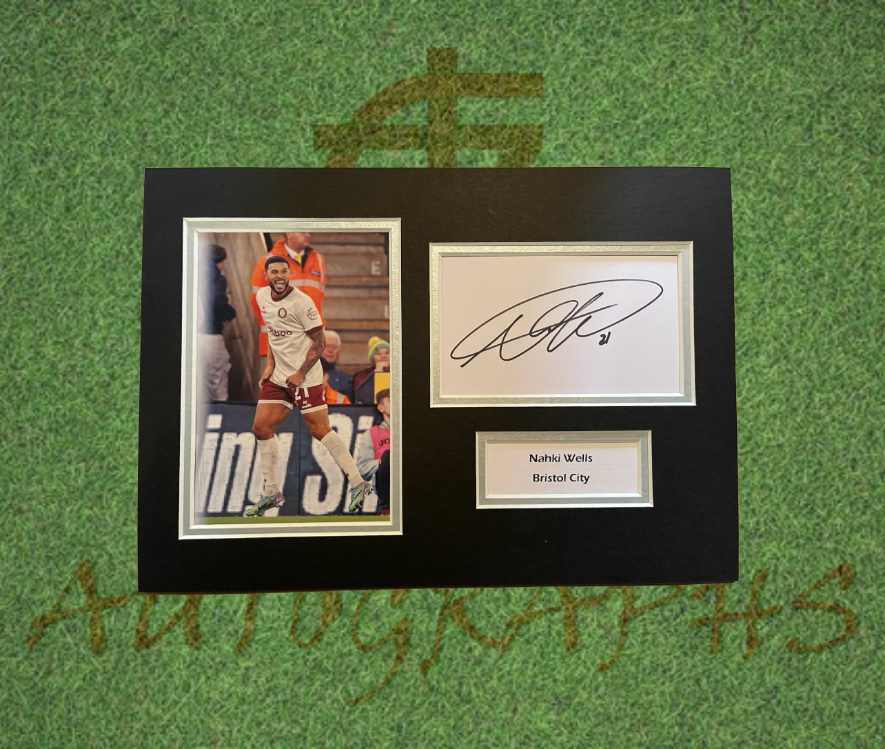Nahki Wells Bristol City Signed Presentation Mount Display-Signed Presentation Display-ZCL Autographs-ZCL Autographs
