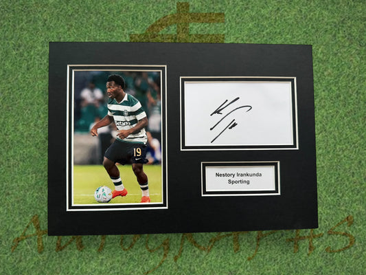 Nestory Irankunda Signed A4 White Card Mount - Sporting-ZCL Autographs