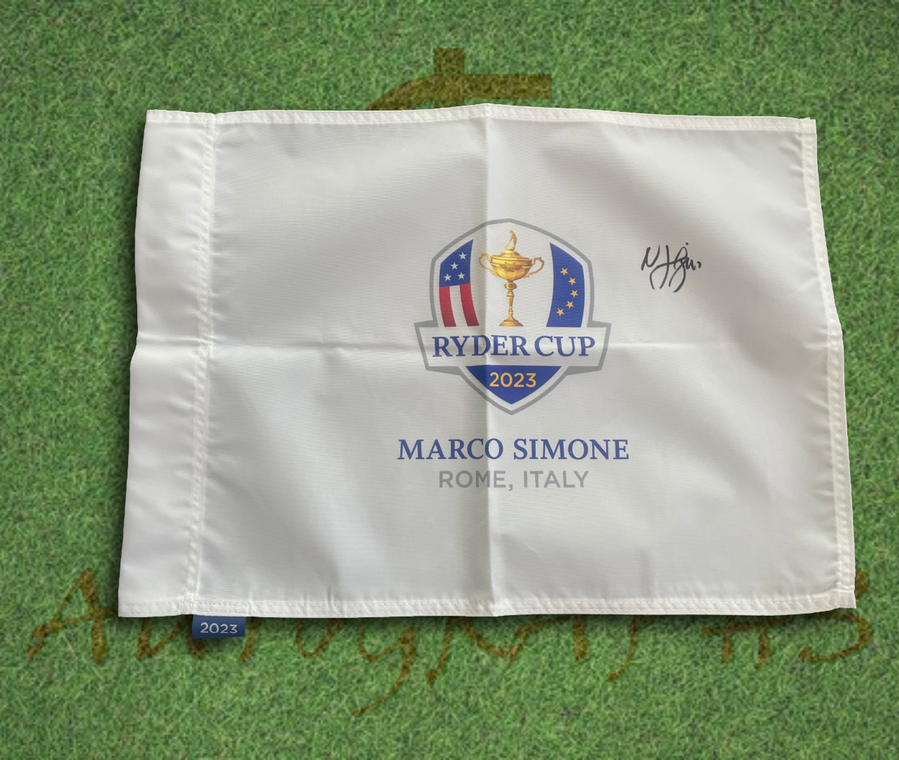 Nicolai Hojgaard Signed 2023 Ryder Cup Flag-ZCL Autographs-2-ZCL Autographs