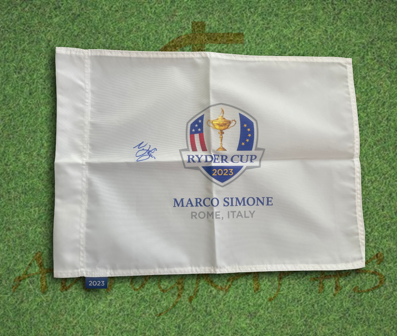 Nicolai Hojgaard Signed 2023 Ryder Cup Flag-ZCL Autographs-3-ZCL Autographs