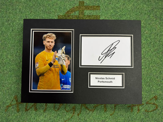 Nicolas Schmid Signed A4 White Card Mount - Portsmouth-ZCL Autographs