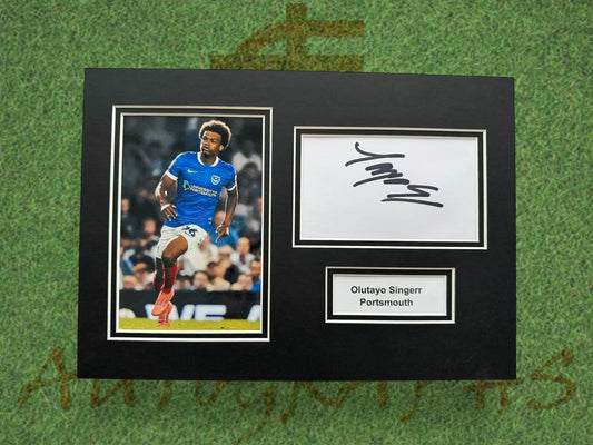 Olutayo Singerr Signed A4 White Card Mount - Portsmouth-ZCL Autographs