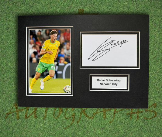Oscar Schwartau Norwich City Signed Presentation Mount Display-ZCL Autographs