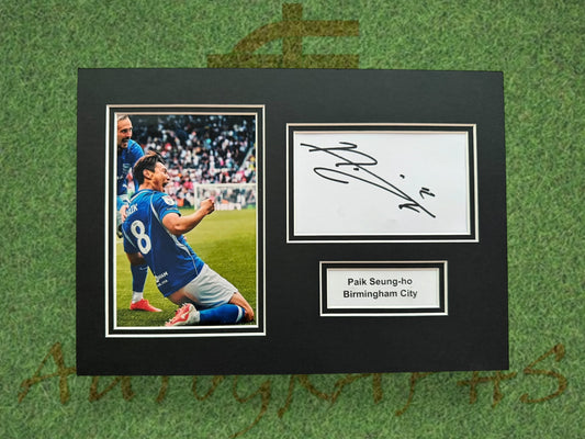 Paik Seung-ho Signed A4 White Card Mount - Birmingham City-ZCL Autographs