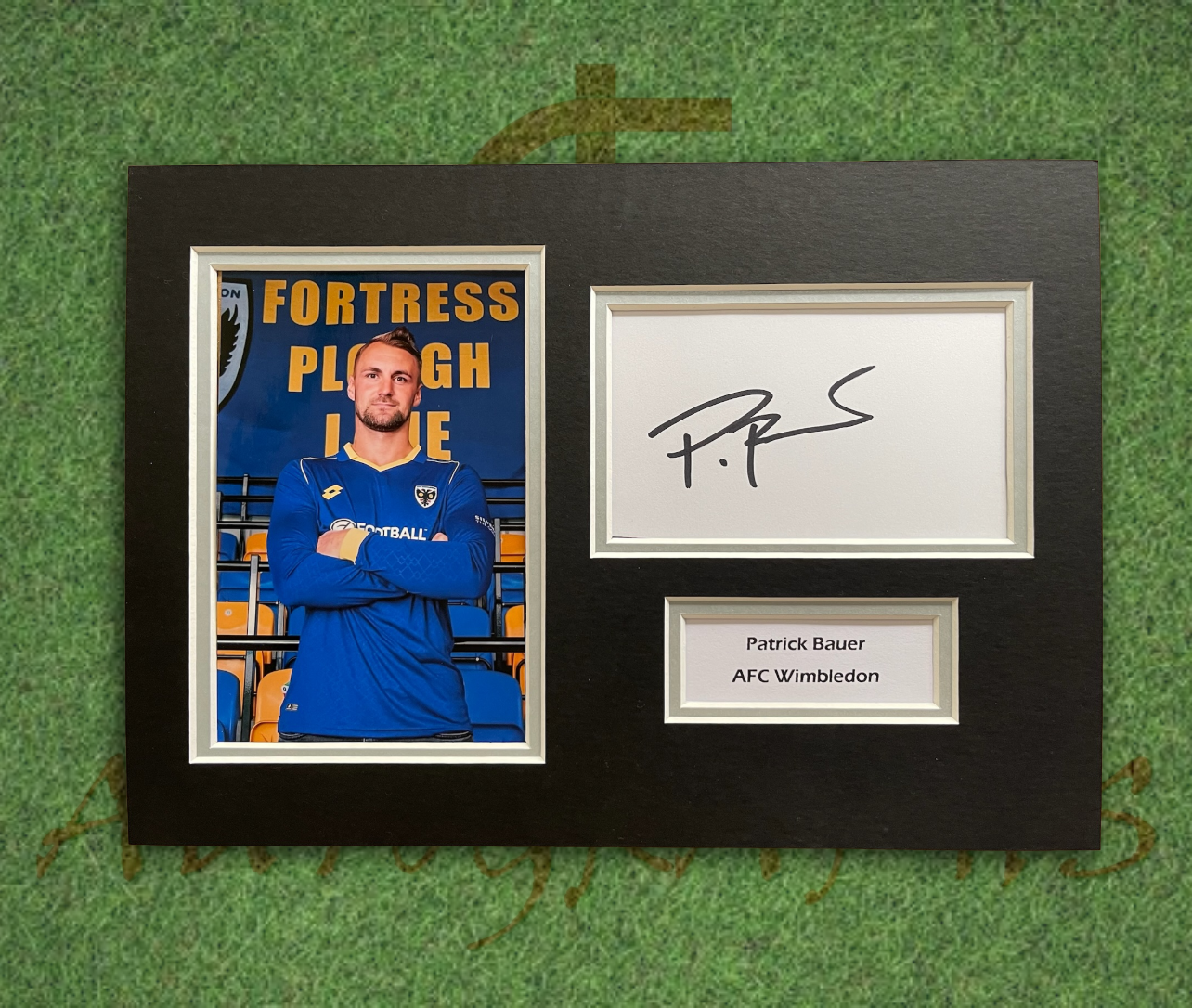 Patrick Bauer AFC Wimbledon Football Signed Presentation Mount Display-Signed Presentation Display-ZCL Autographs-ZCL Autographs