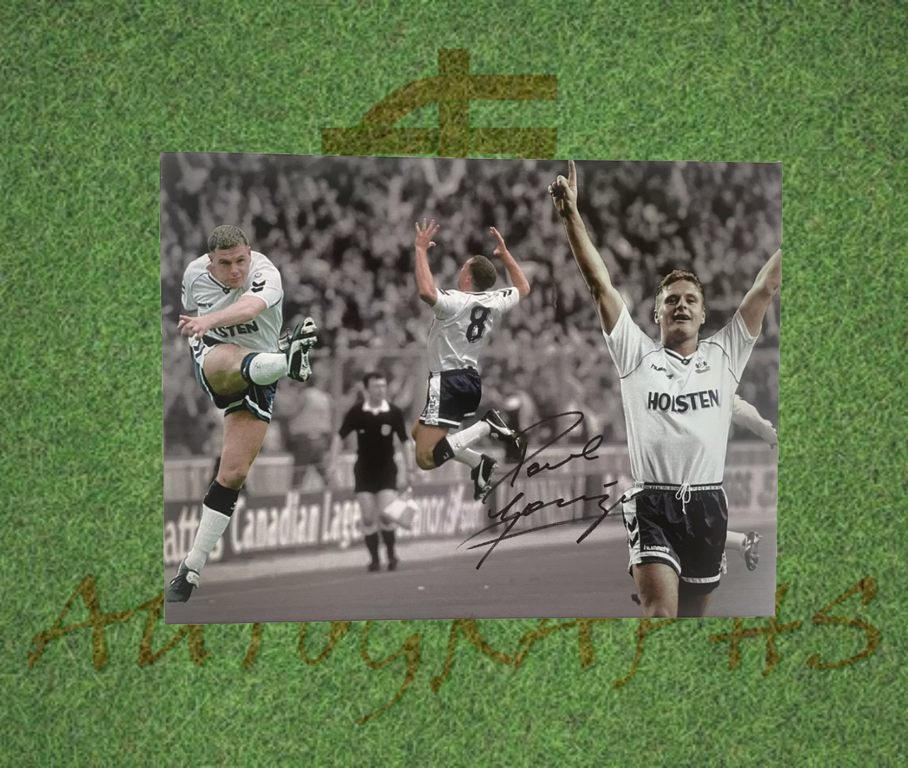 Paul Gascoigne Signed Tottenham Football Canvas Montage 16x12-ZCL Autographs-ZCL Autographs