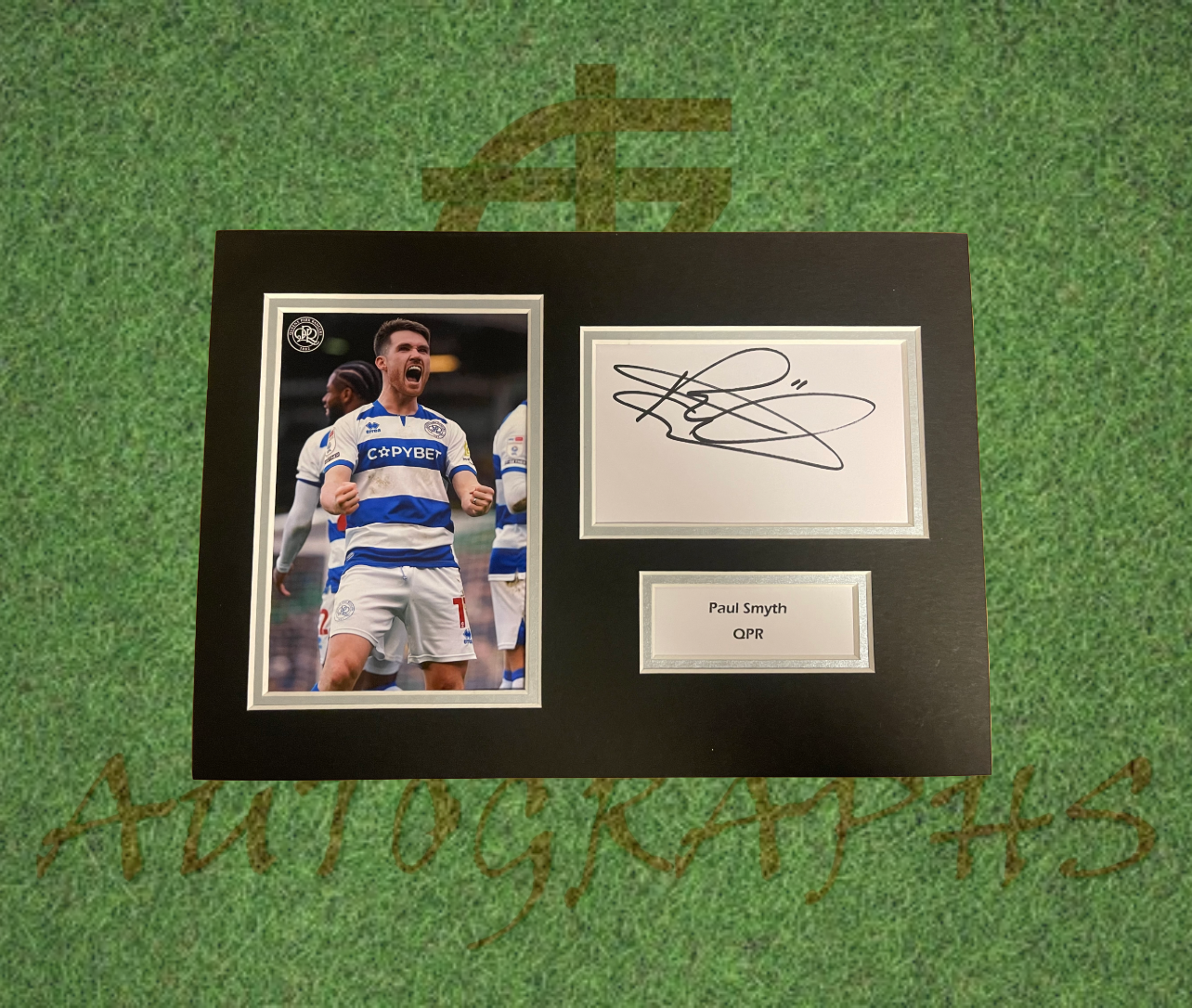 Paul Smyth QPR Signed Presentation Mount Display-Signed Presentation Display-ZCL Autographs-ZCL Autographs