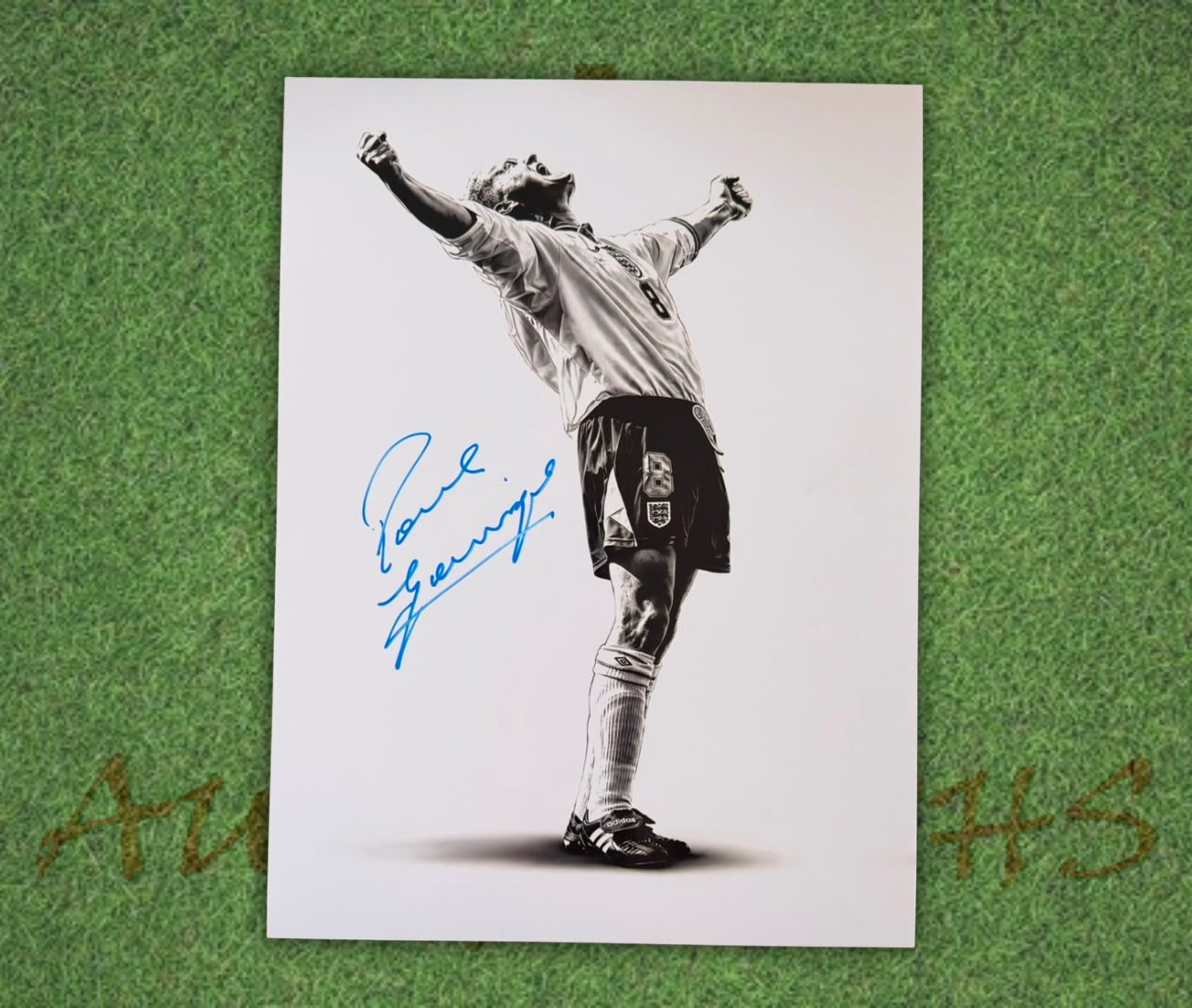 Paul Gascoigne Signed 16x12 England Euro 96 Art Photo 2