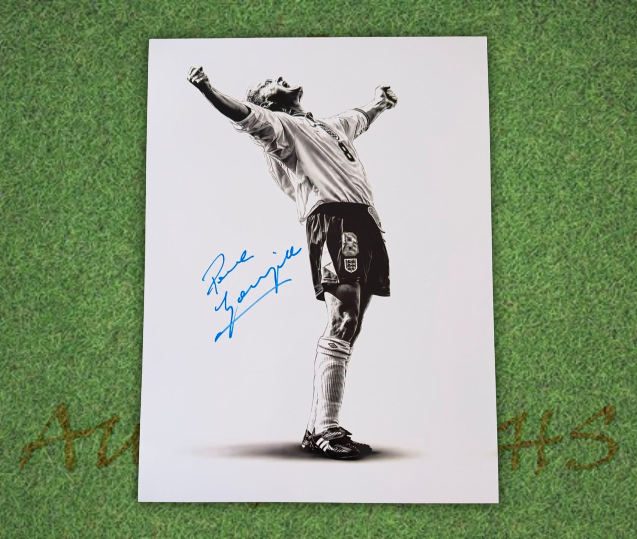 Paul Gascoigne Signed 16x12 England Euro 96 Art Photo 3