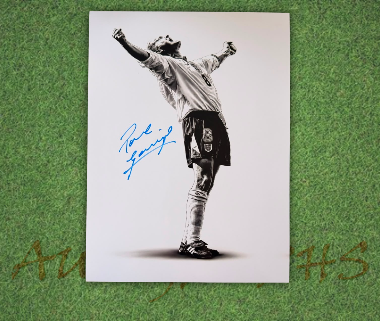 Paul Gascoigne Signed 16x12 England Euro 96 Art Photo 5