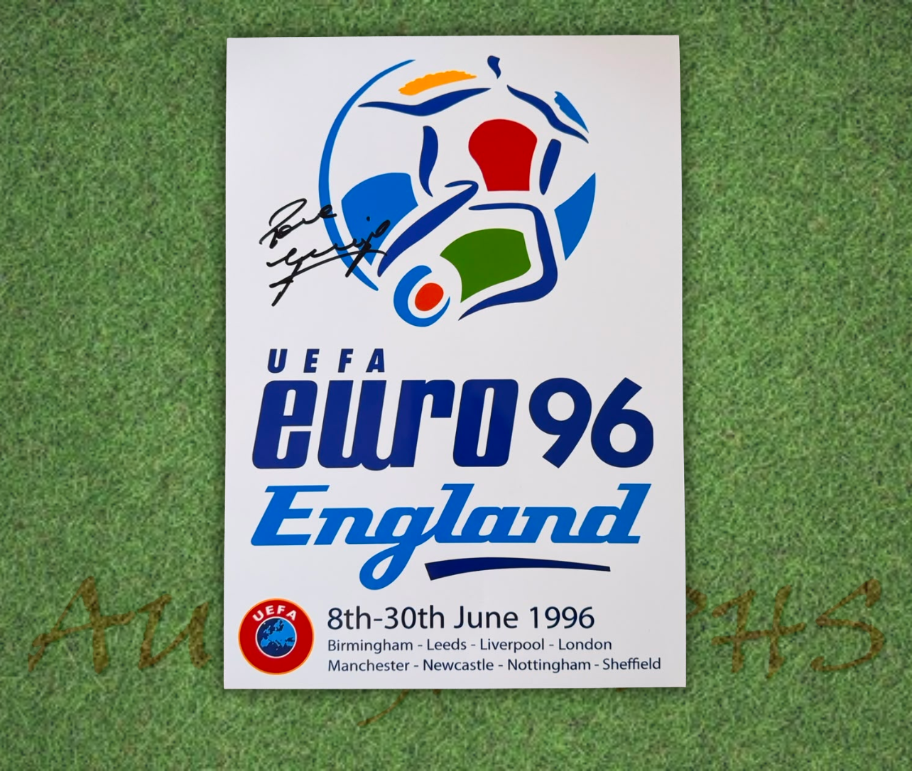 Paul Gascoigne Signed 16x12 England Euro 96 Poster 1