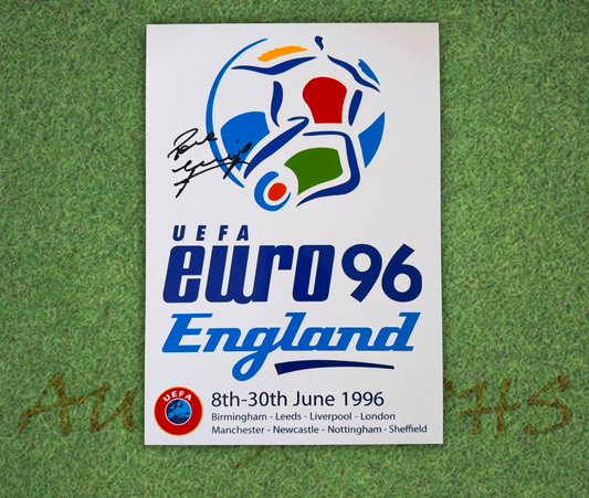 Paul Gascoigne Signed 16x12 England Euro 96 Poster 1
