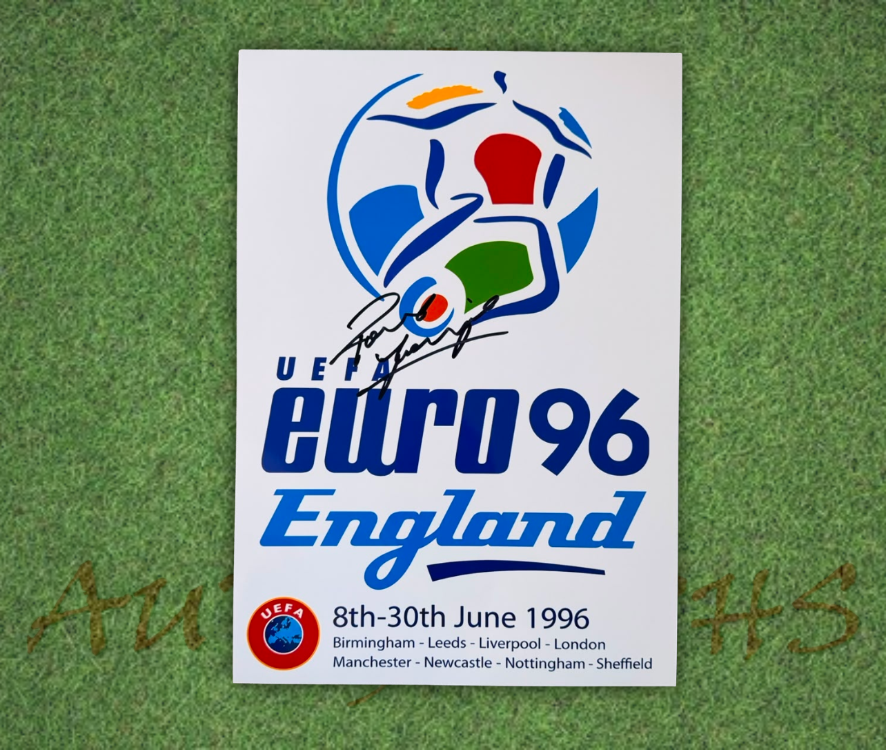 Paul Gascoigne Signed 16x12 England Euro 96 Poster 2